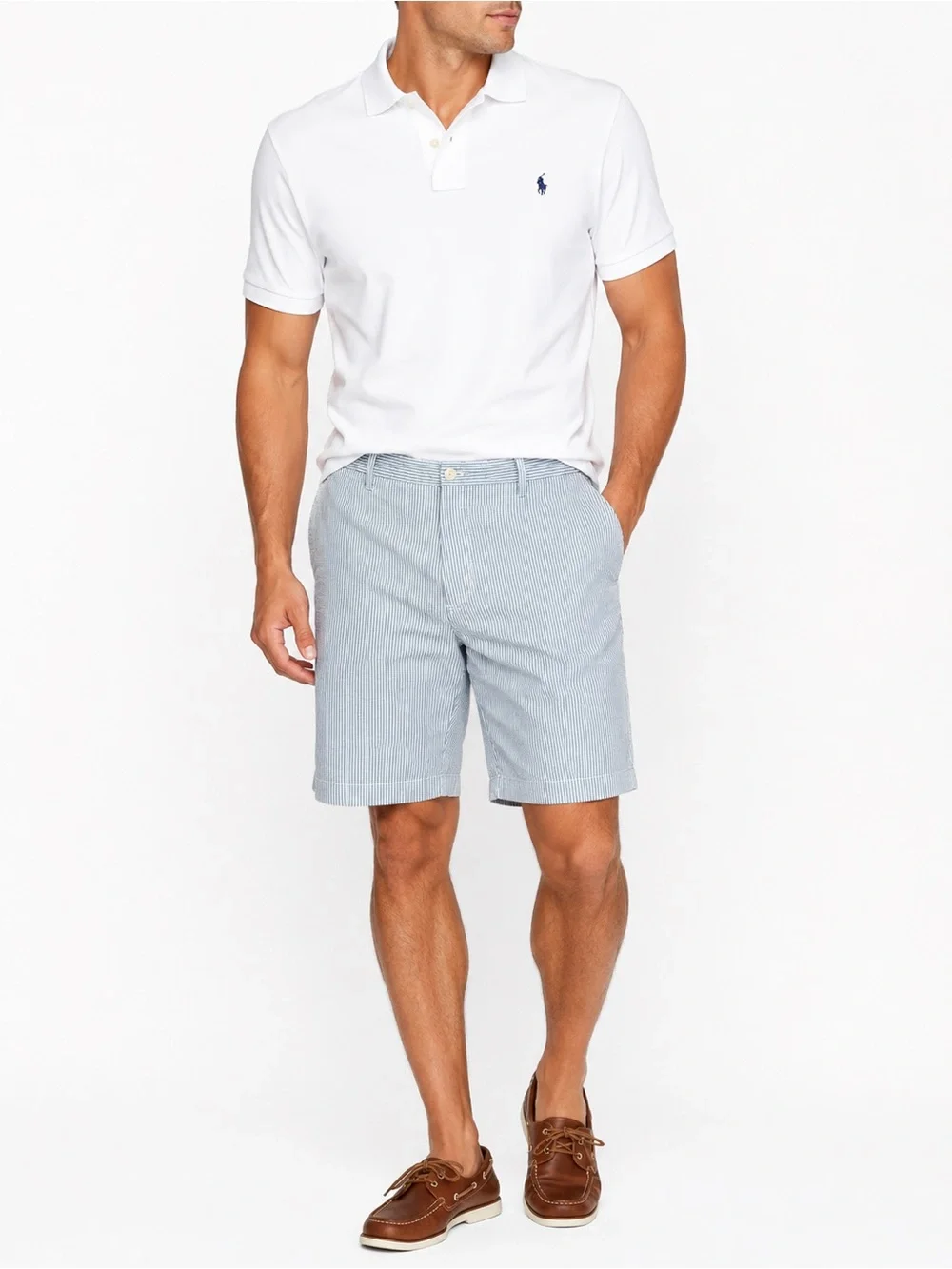 NWT Polo Ralph Lauren Hamilton Seersucker Shorts Men’s 36 Blue White Cotton